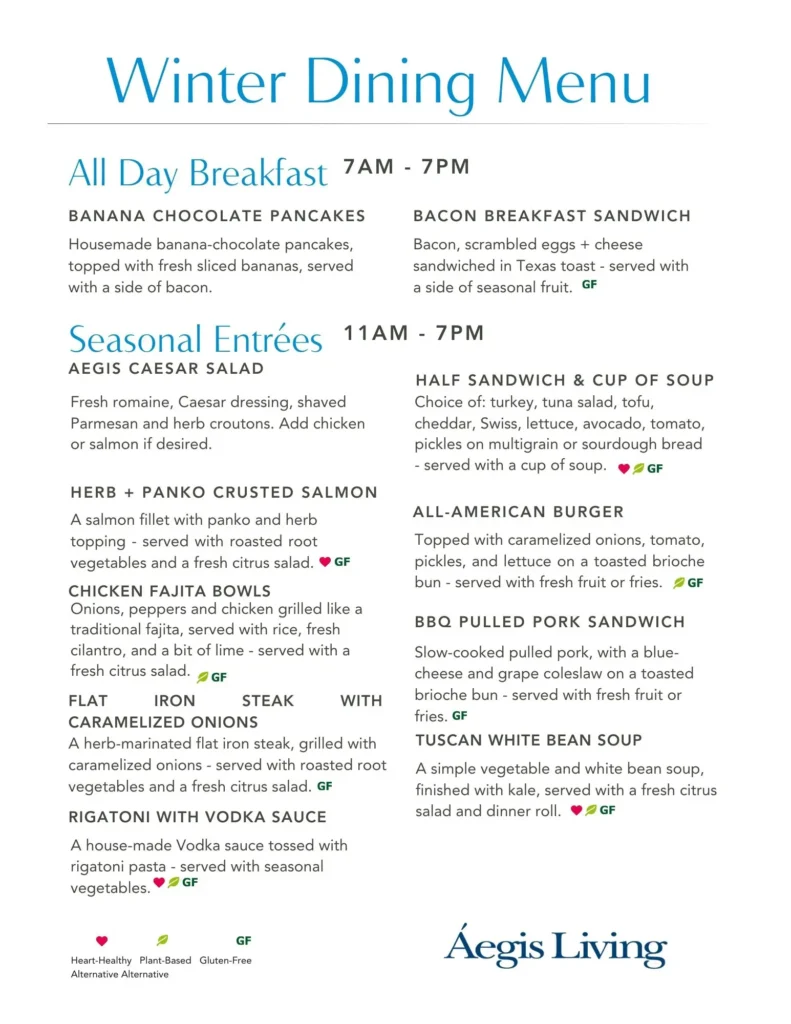 sample menu