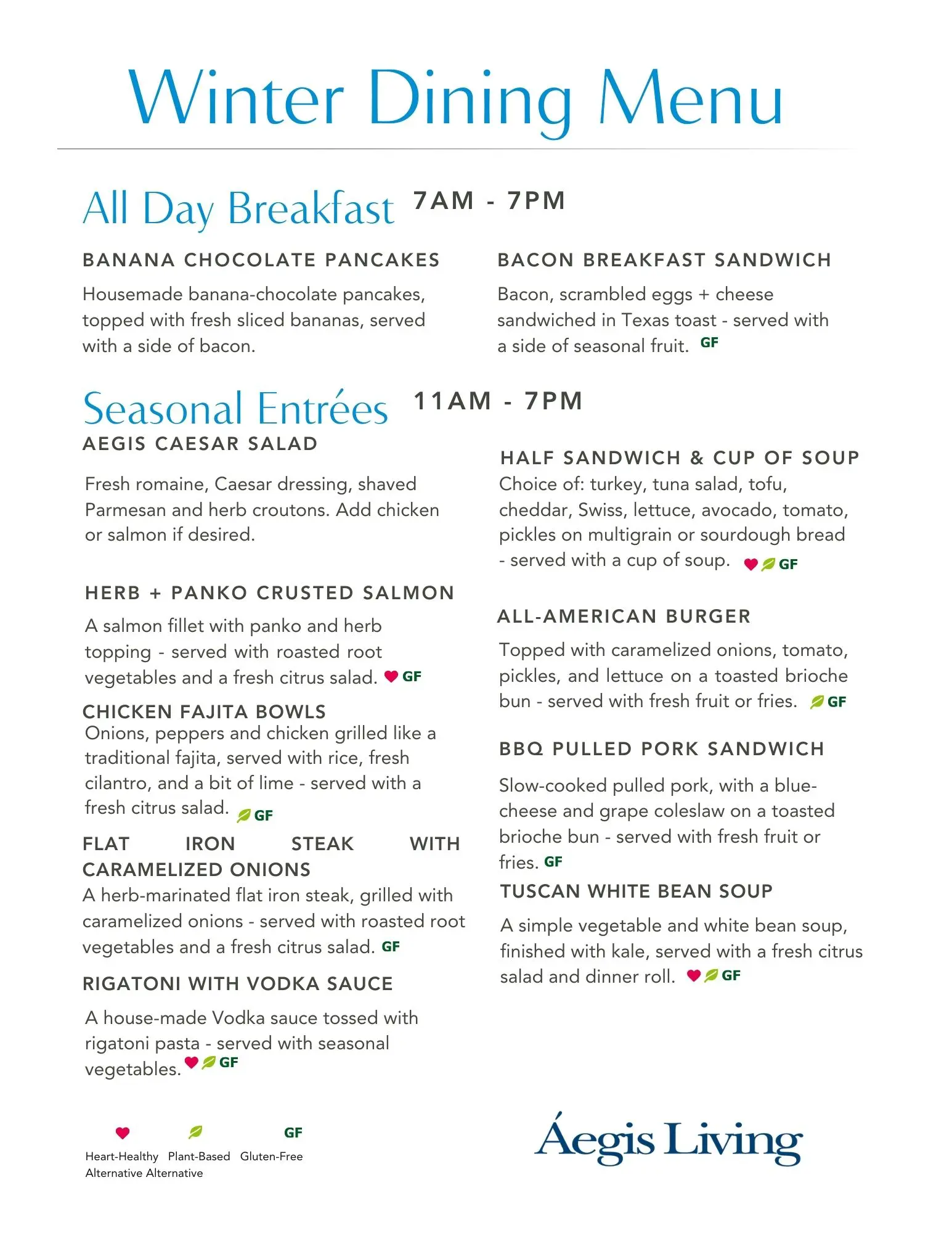 sample menu