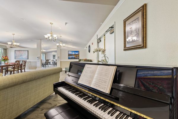 A piano in the living room