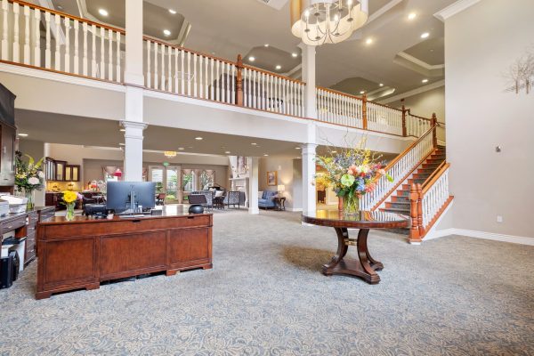 The main lobby, with a desk and computer