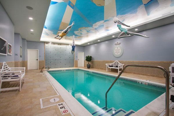 A large indoor swimming pool