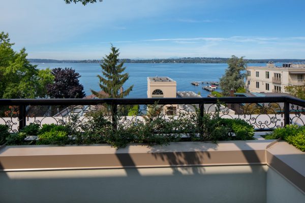 A balcony overlooking the water